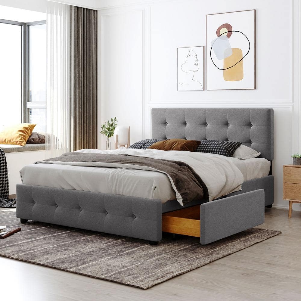 Grey Platform Bed