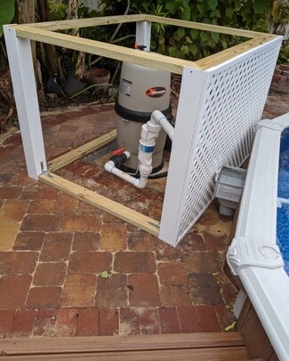Pool Pump Cover: Diagonal Lattice Design and White Frame