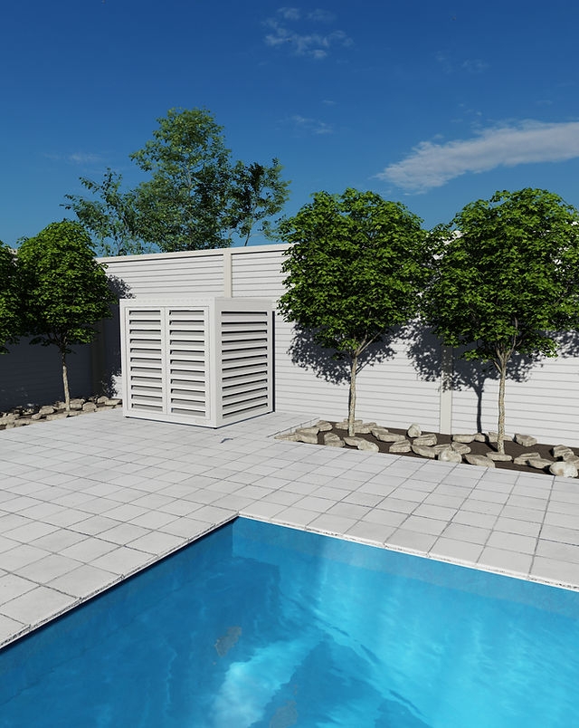 Pool Pump Cover: Modular Construction with Louvered Slats