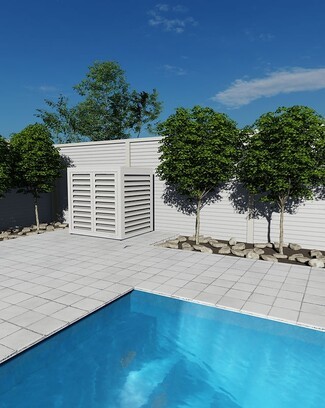 Pool Pump Cover: Modular Construction with Louvered Slats