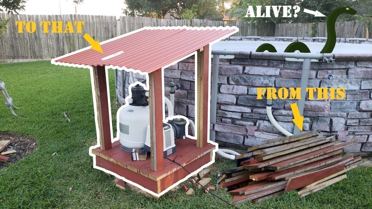 Pool Pump Cover: Red Corrugated Roof Shelter DIY Project