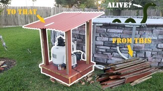 Pool Pump Cover: Red Corrugated Roof Shelter DIY Project