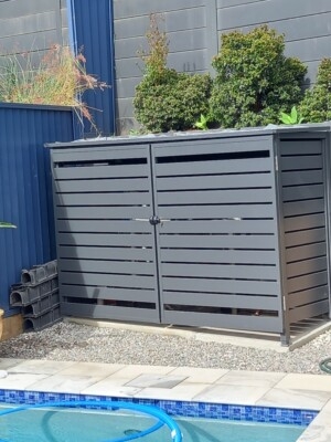 Pool Pump Enclosure: Horizontal Slatted Design Double Doors