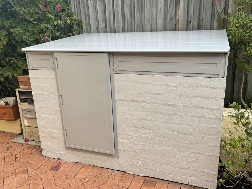 Pool Pump Enclosure: Low Profile Masonry Base and Brick