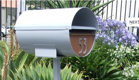 Post Mailbox Cylindrical Shape with Wood Toned Face Plate