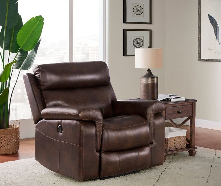 Power Recliner: Chocolate Brown Pillow Top Arm Seat