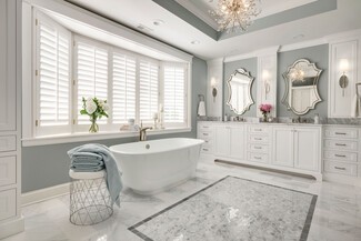 Primary Bathroom Freestanding Tub Mosaic Floor Inset