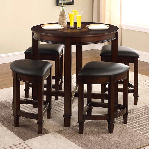 Pub Table Set with Wedge Shaped Stools for Compact Game Rooms