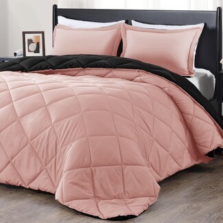 Queen Comforter Set Diamond Quilted Texture Reversible