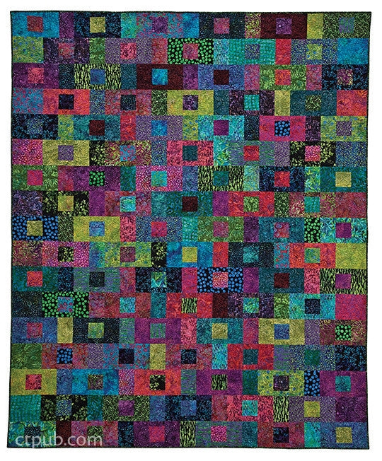 Quilt with Nested Rectangle Blocks and Batik Prints