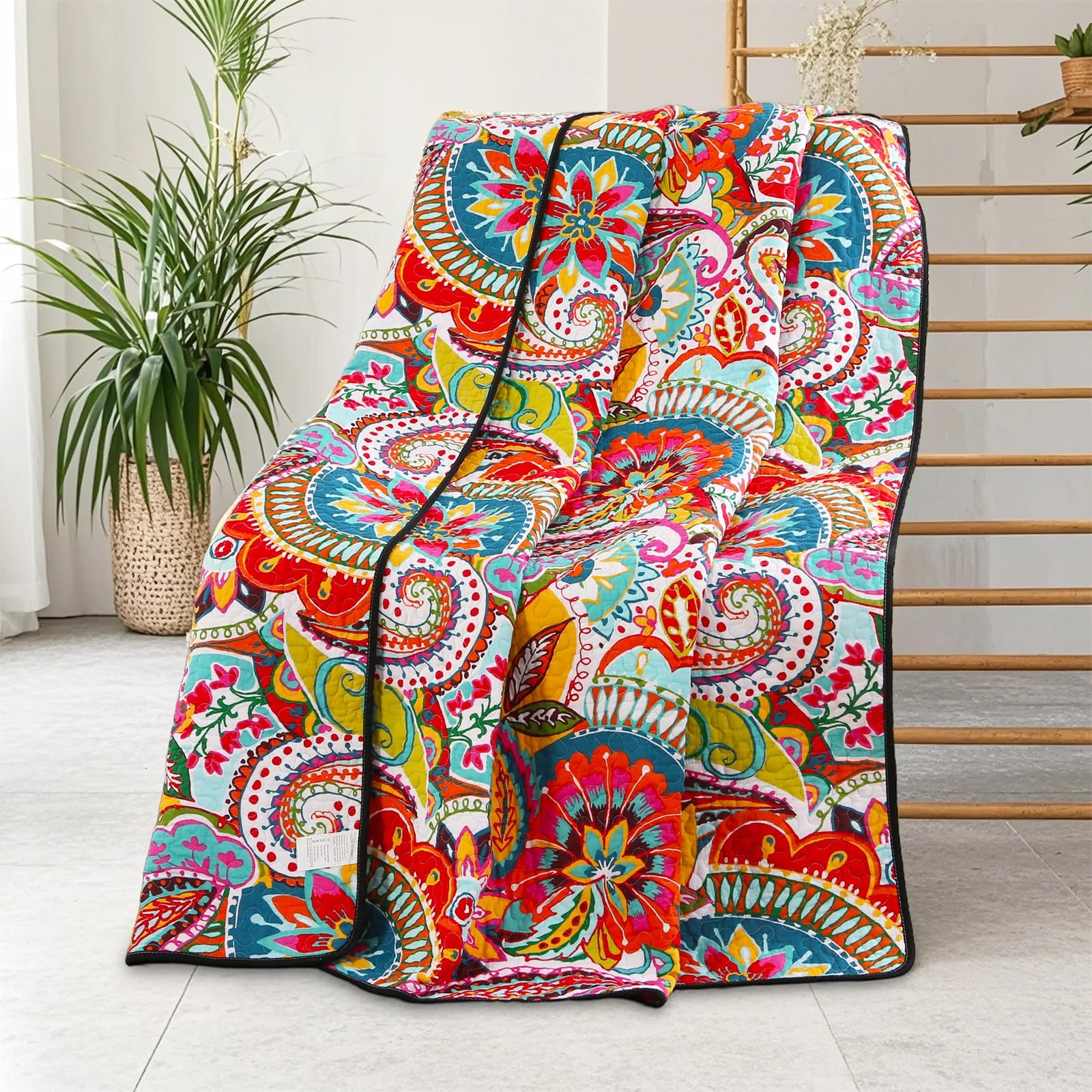Quilted Blanket: Paisley Print and Reversible Design