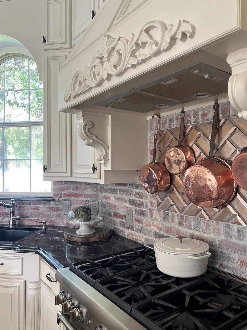 Range Hood with Ornate Floral Carving French Country Styling