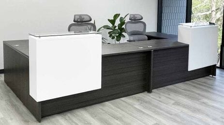 Reception Desk: 11' U-Shaped High Contrast Dual Counter Desk