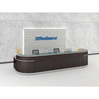 Reception Desk: Espresso Curved Front Unit with Metallic Trim