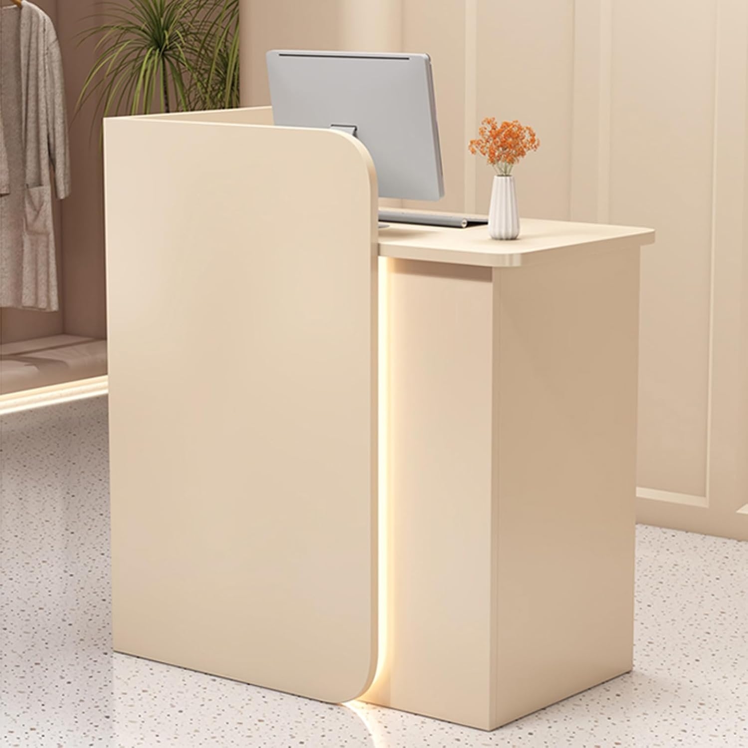 Reception Desk Including Integrated LED for Cream Salons