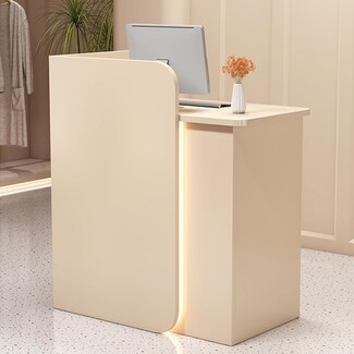 Reception Desk Including Integrated LED for Cream Salons