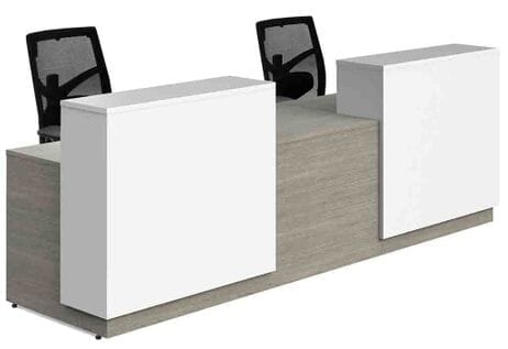 Reception Desk: Minimalist Two-Person White and Grey Counter