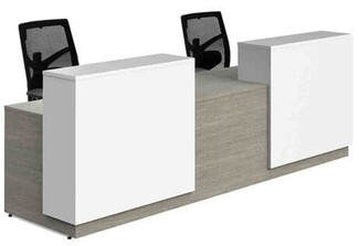 Reception Desk: Minimalist Two-Person White and Grey Counter