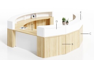 Reception Desk: Semicircular Symmetrical 10 Foot Workspace