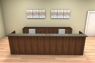 Reception Desk Set: 12 Foot Walnut Suite with Glass Counter