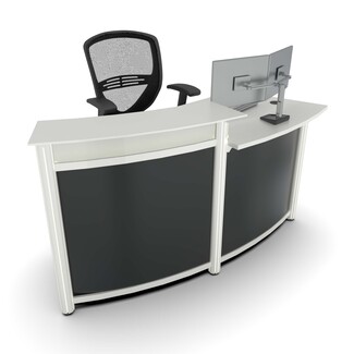Reception Desk with Curved Front and Matte Black Panels