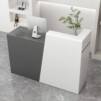 Reception Desk with Dual Level Two Tone L-Shaped Body