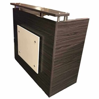 Reception Desk with Metal Standoffs and Raised Transaction