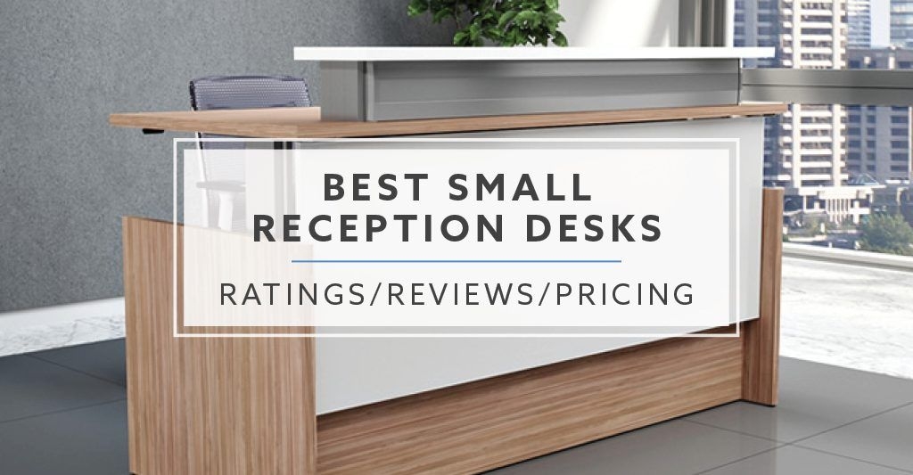 Reception Desk with Two Tier Design and Wood Toned Frame