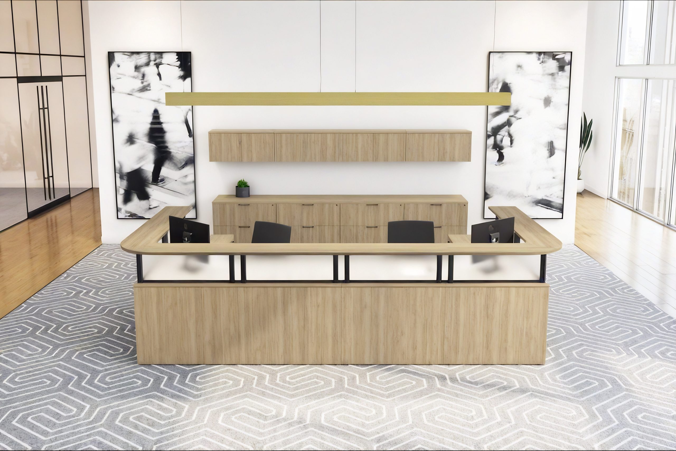 Reception Desk: Wrap-Around Counter Station with Privacy Panels