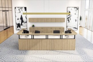 Reception Desk: Wrap-Around Counter Station with Privacy Panels