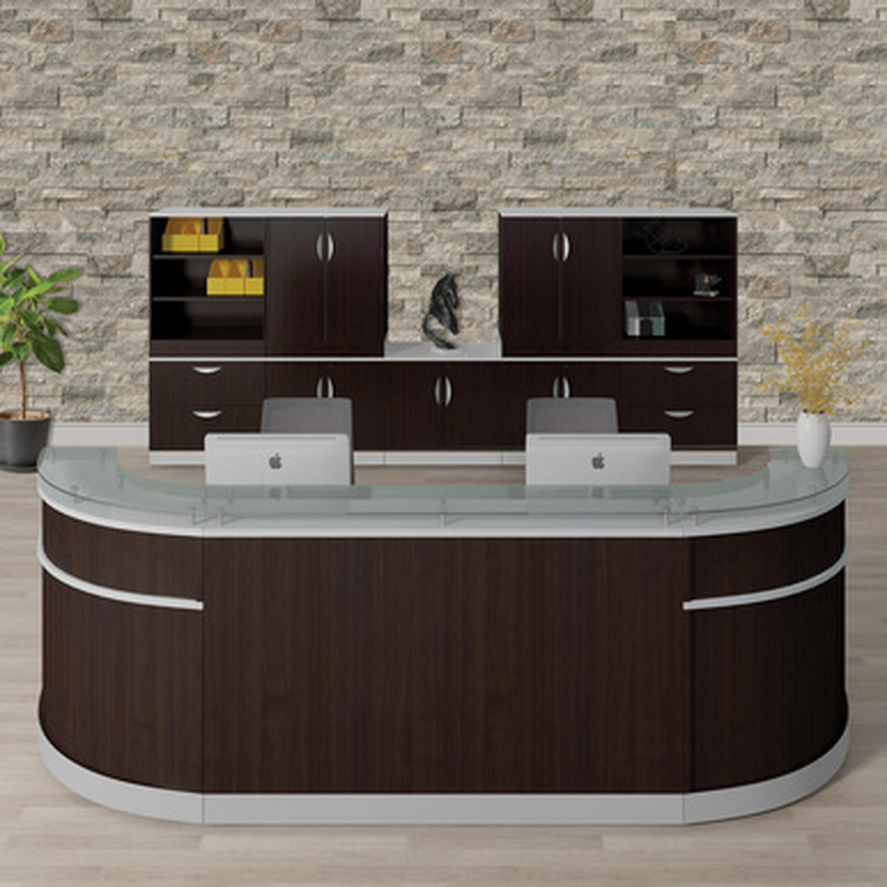 Reception Station: Curved Bow Front Station with Rear Storage