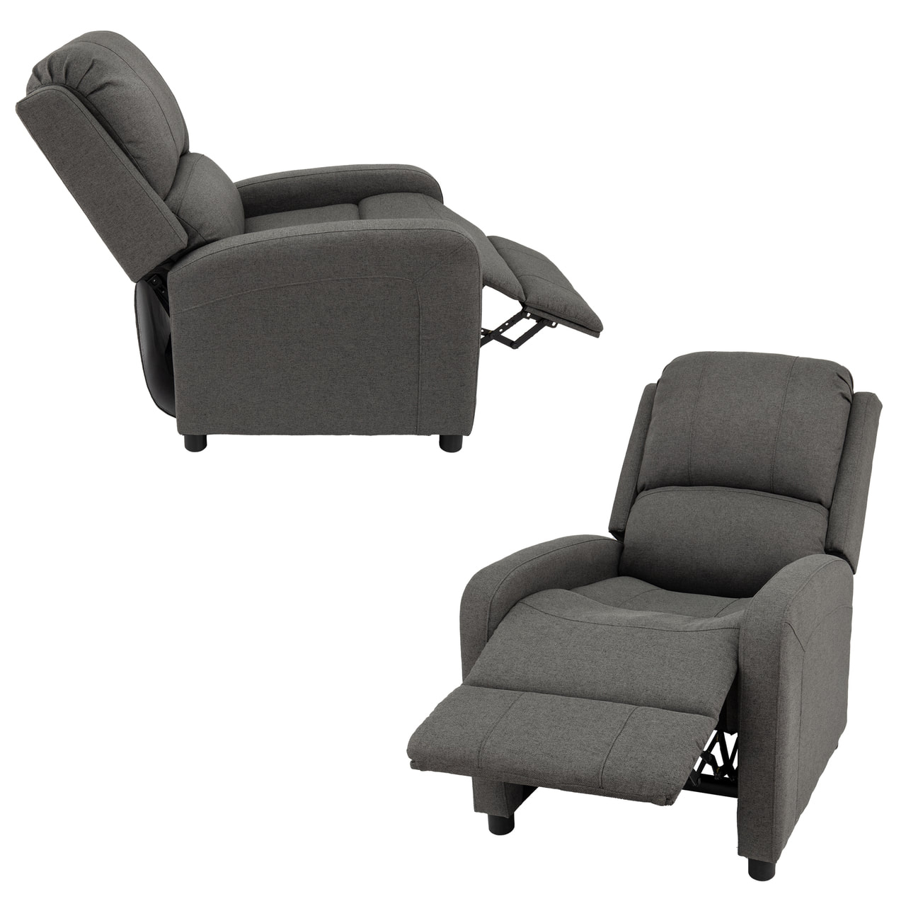 Recliner Chair Charcoal Grey Push Back Compact Design