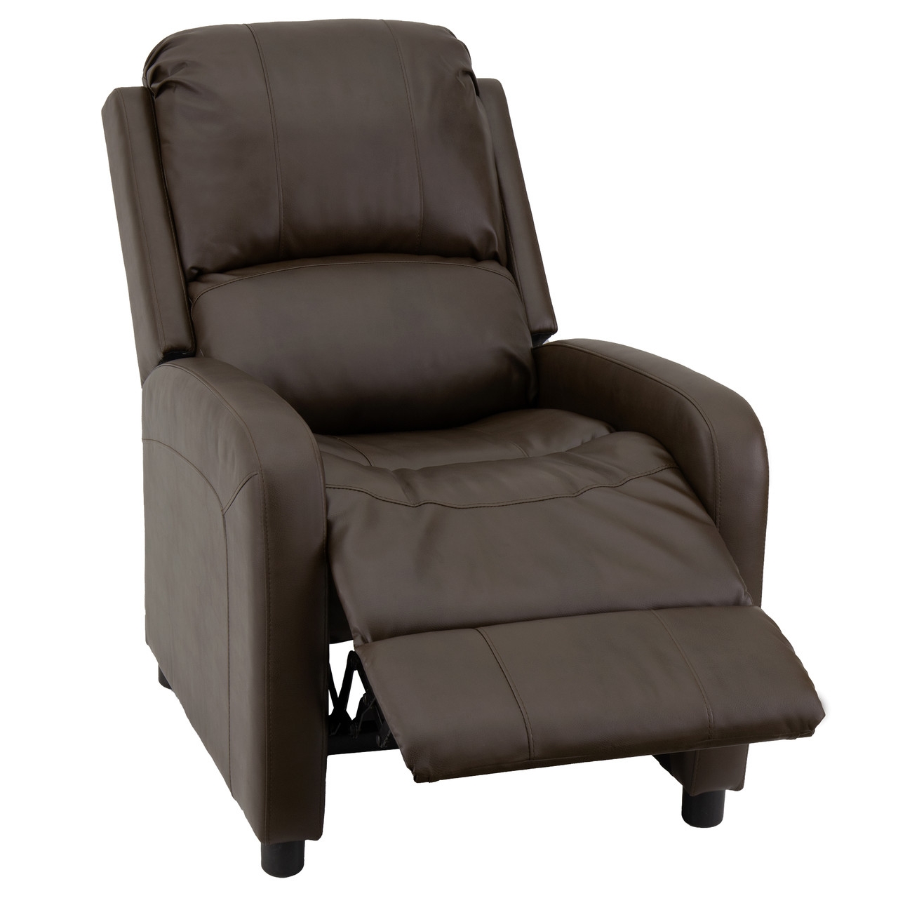 Recliner Chair Chocolate Push Back Integrated Footrest