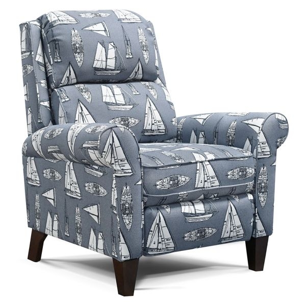 Recliner Chair Sailboat Print Rolled Arms Nautical Recliner