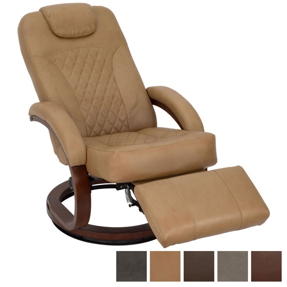 Recliner Chair Tan Diamond Quilted Swivel Euro Chair