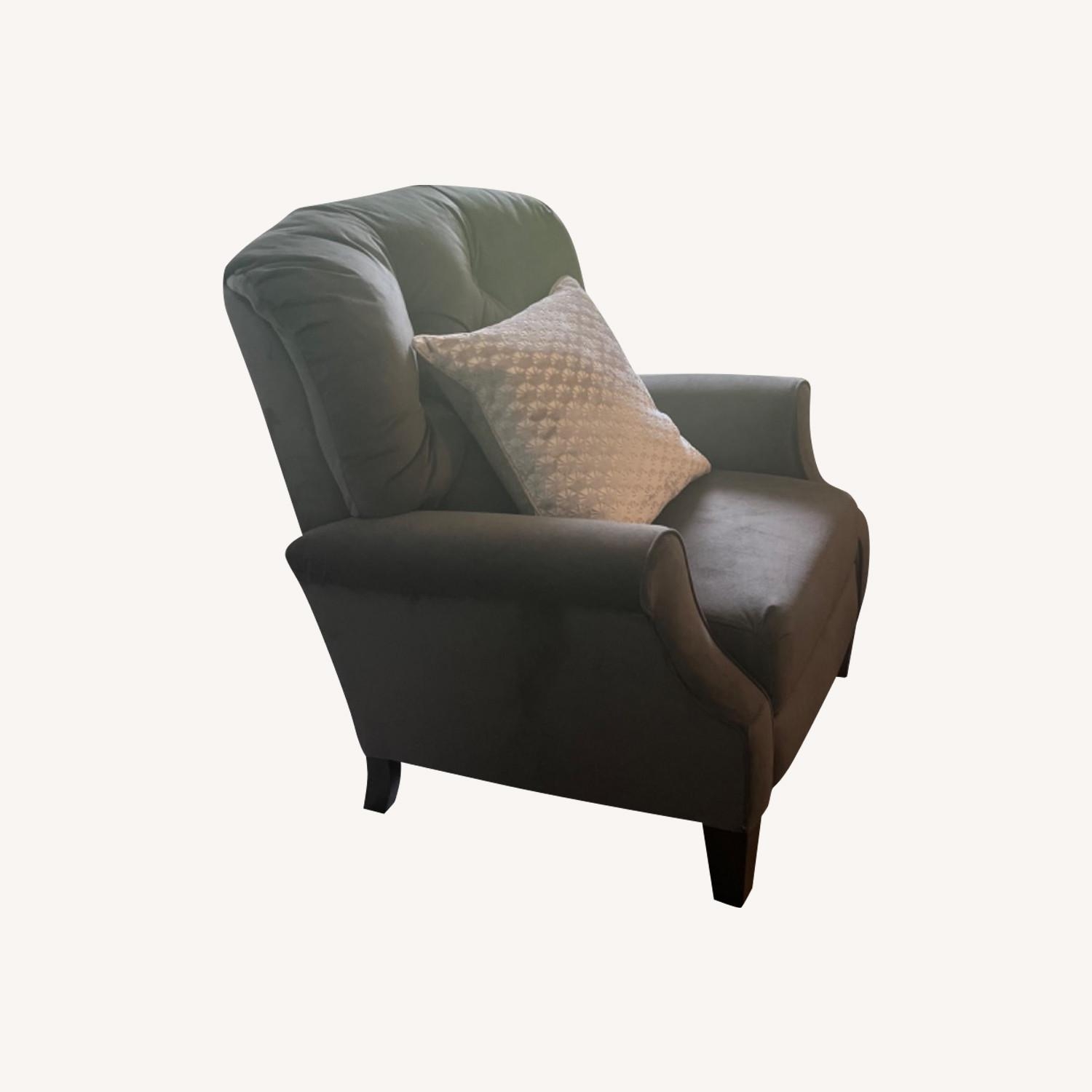 Recliner: Charcoal Gray Button Tufted Back Chair