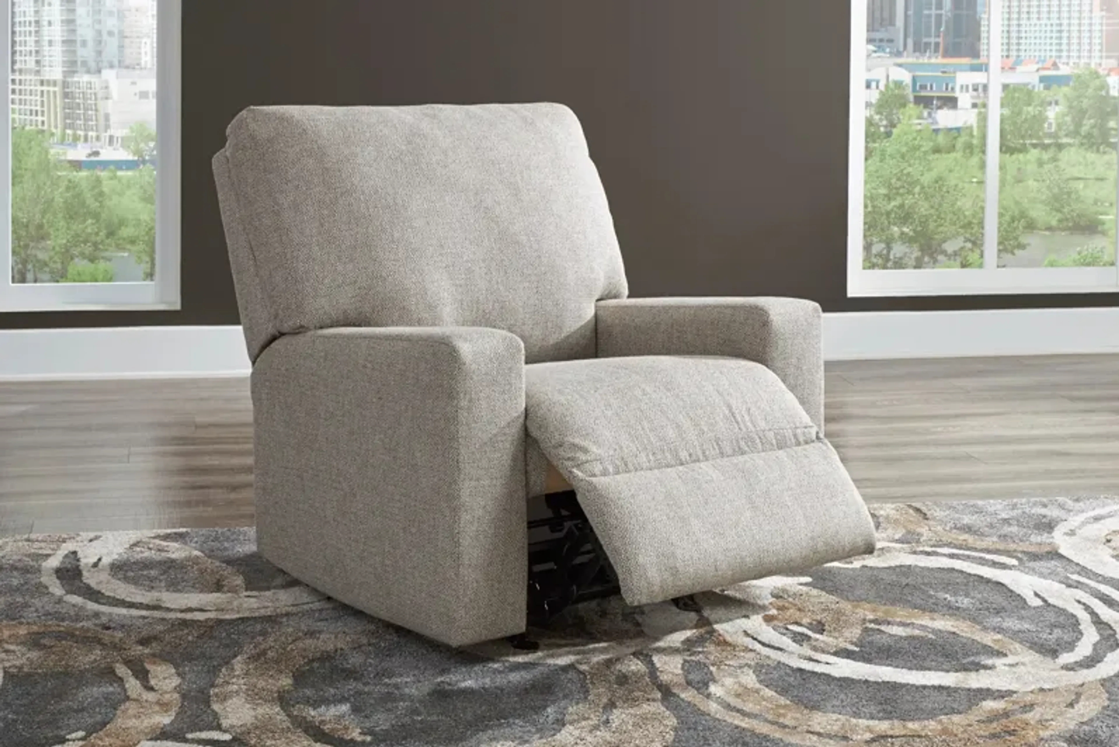 Recliner: Dune Beige Square Track Arm Furniture