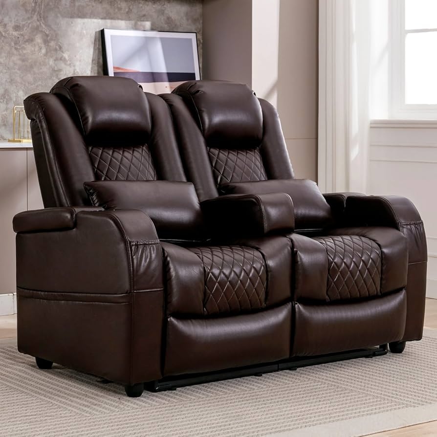 Recliner Loveseat Espresso Diamond Quilted RV Seating