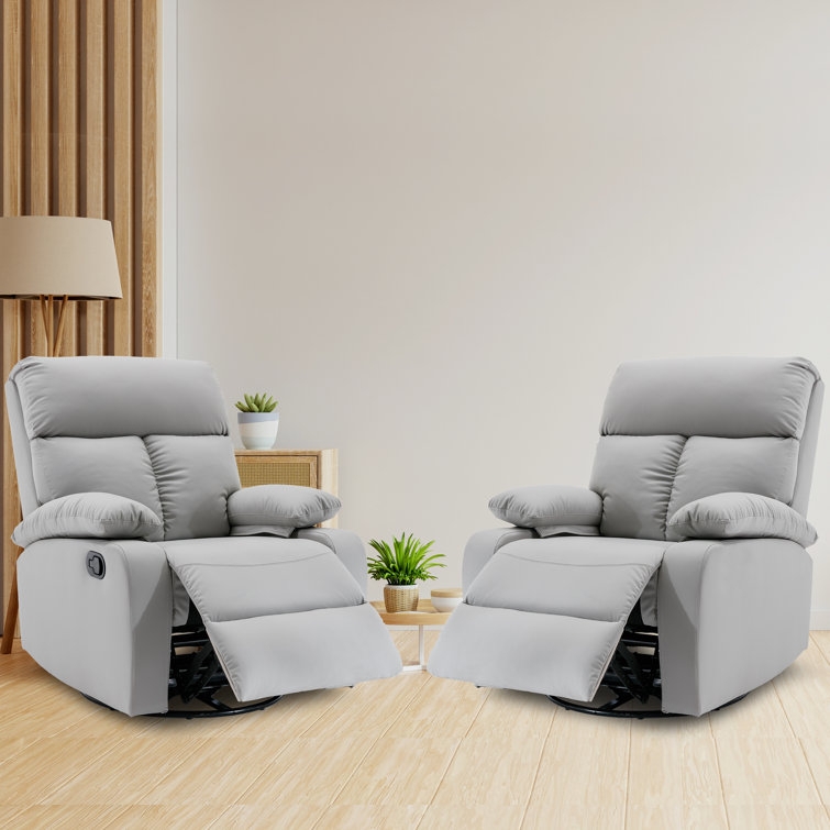 Recliner Set Light Grey Swivel Rocker Compact Design