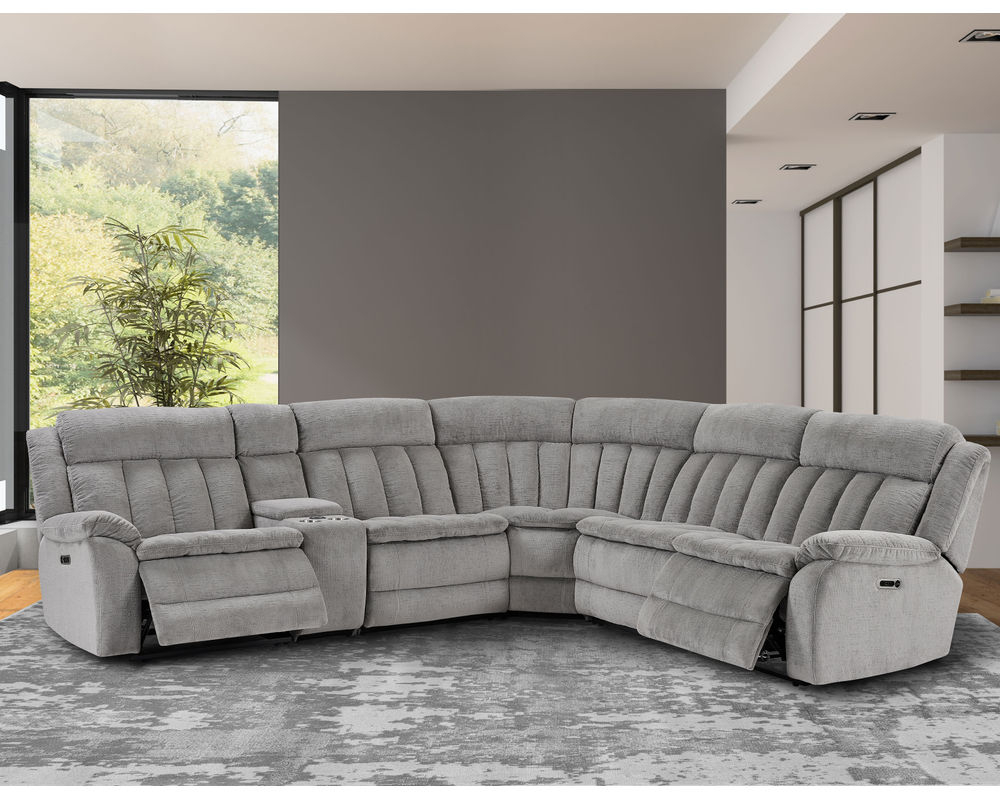 Reclining Sectional Curved Power Motion Laurel Dove