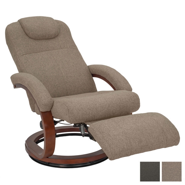 Reclining Swivel Chair Taupe Circular Pedestal Base