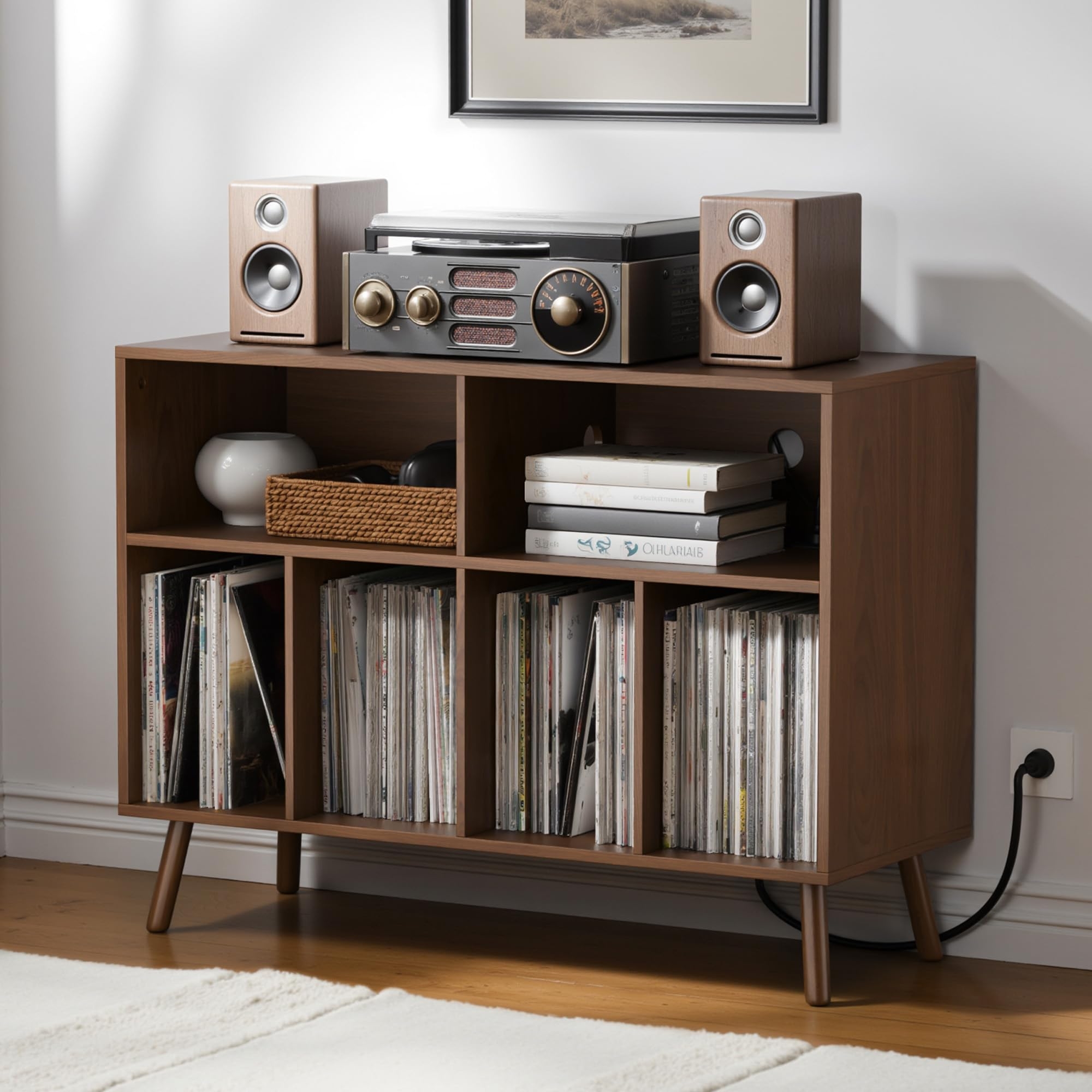 Record Player Stand Splayed Legs Retro Audio Media Console