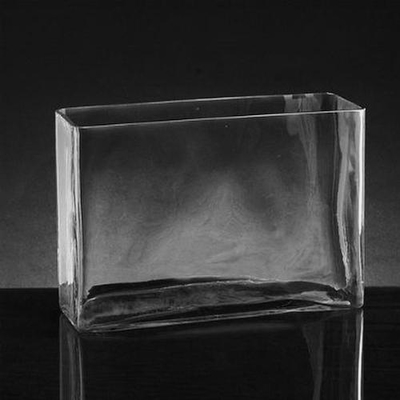 Rectangle Vase: Large Clear Glass Heavy Base Glass Vessel