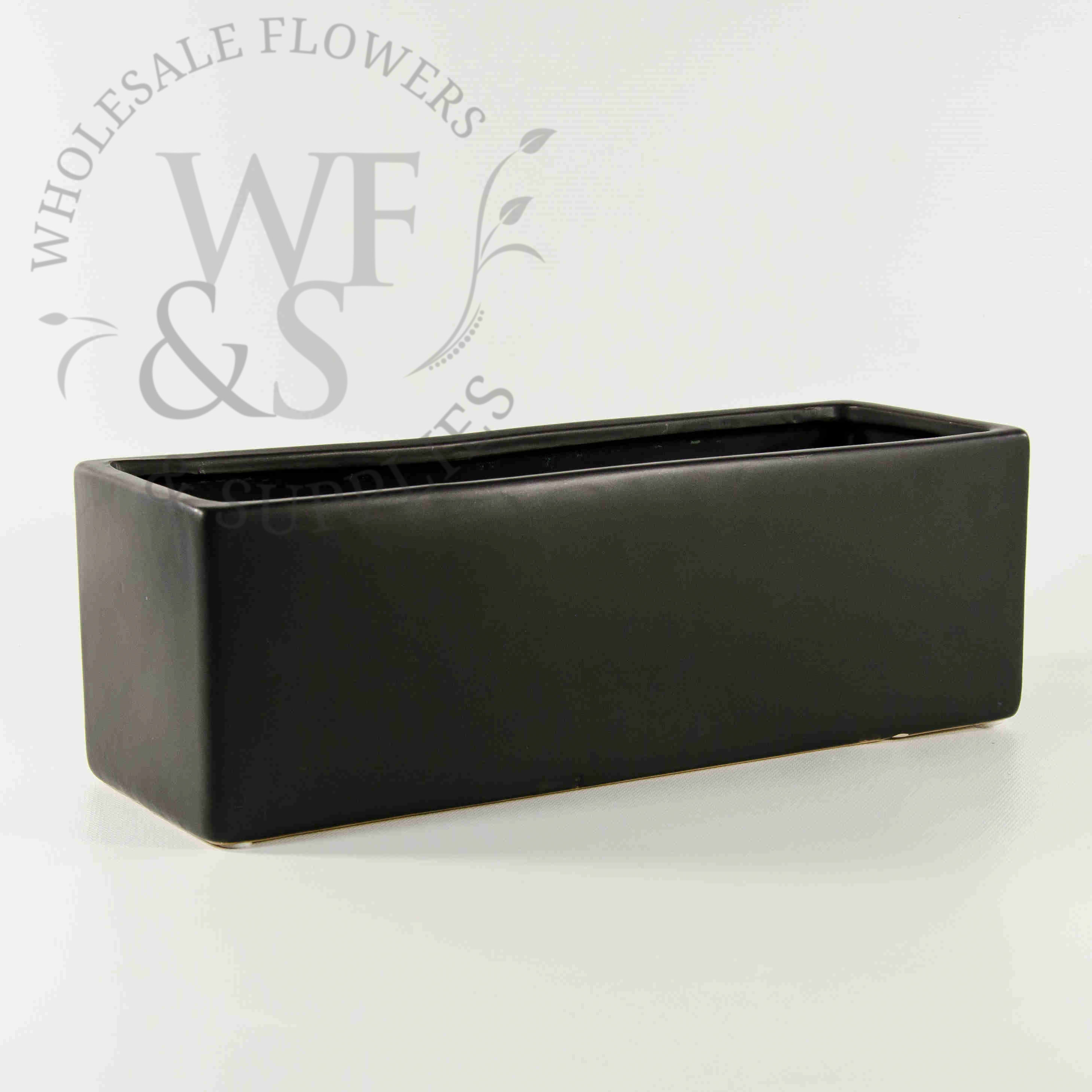 Rectangle Vase: Matte Black Ceramic Minimalist Floral Container