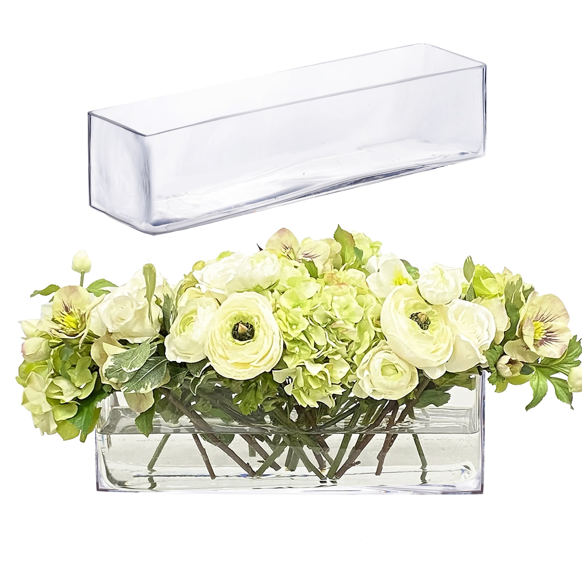 Rectangle Vase: Modern Low Profile Glass Table Vase