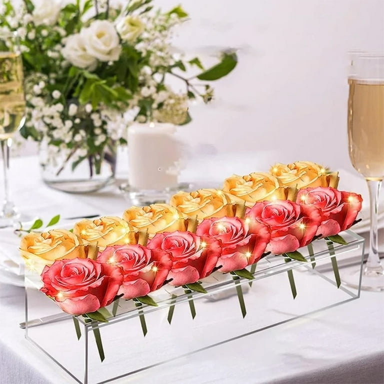 Rectangular Vase: Low Acrylic Clear Stem Holder Vase