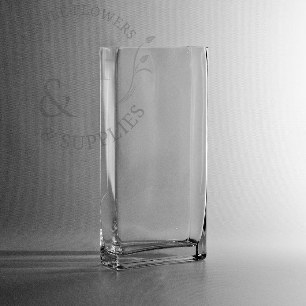 Rectangular Vase: Thin Profile Heavy Base Glass Rectangle