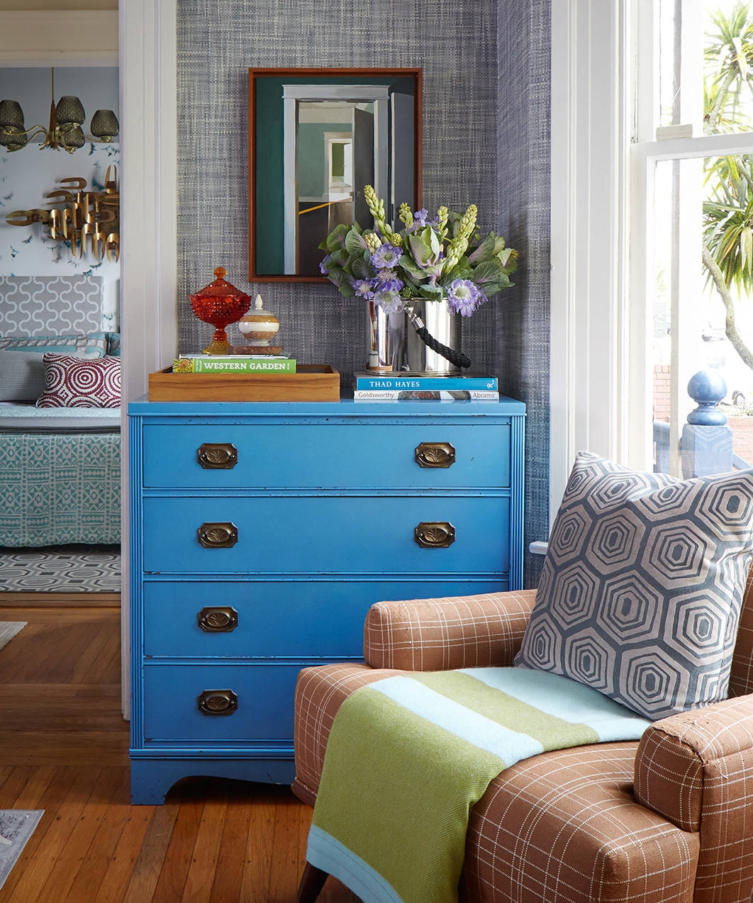 Refurbished Dresser Electric Blue Colorful Dresser Styling