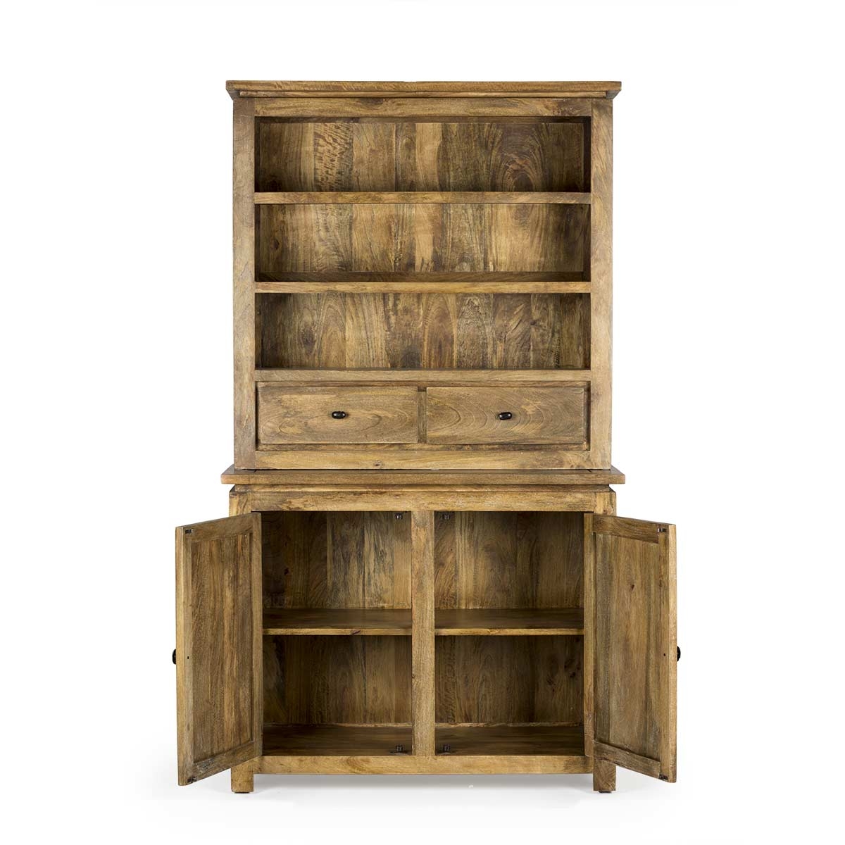 Retail Display Hutch with Open Upper Shelves and Drawers