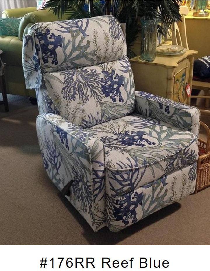 Rocker Recliner Baffle Back Coral Reef Print Armchair